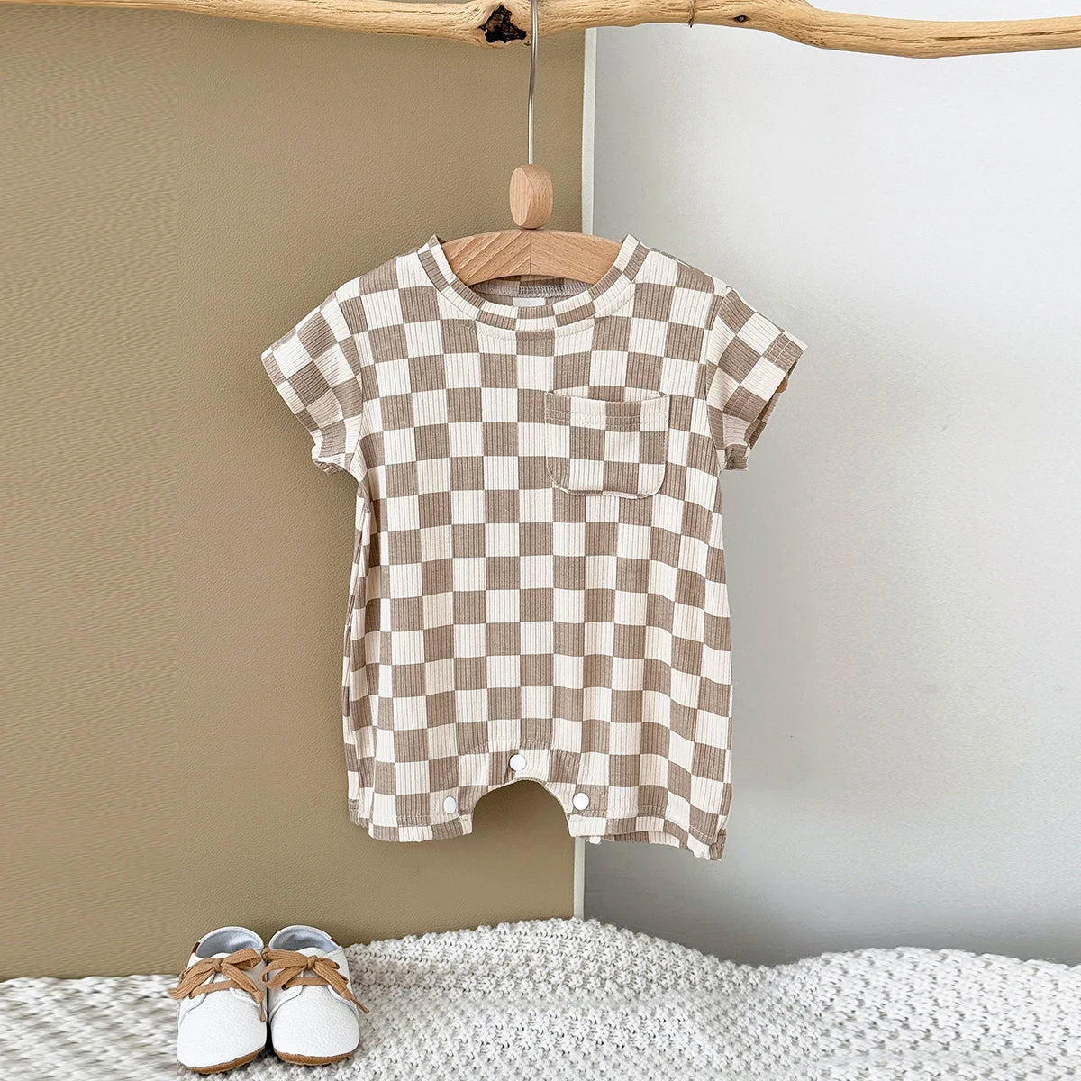 Ribbed Checkered Romper