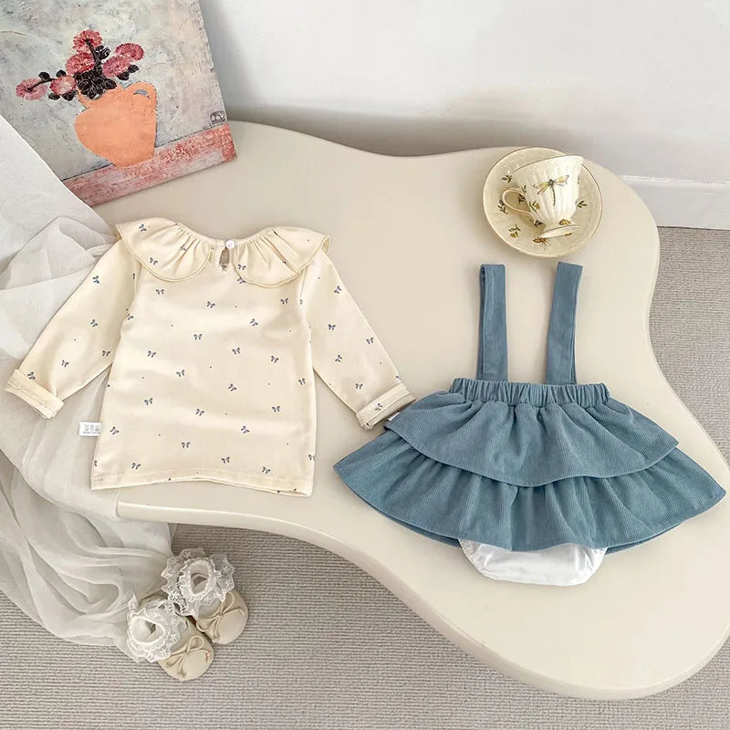 Blue Butterfly Shirt and Strap Bloomer