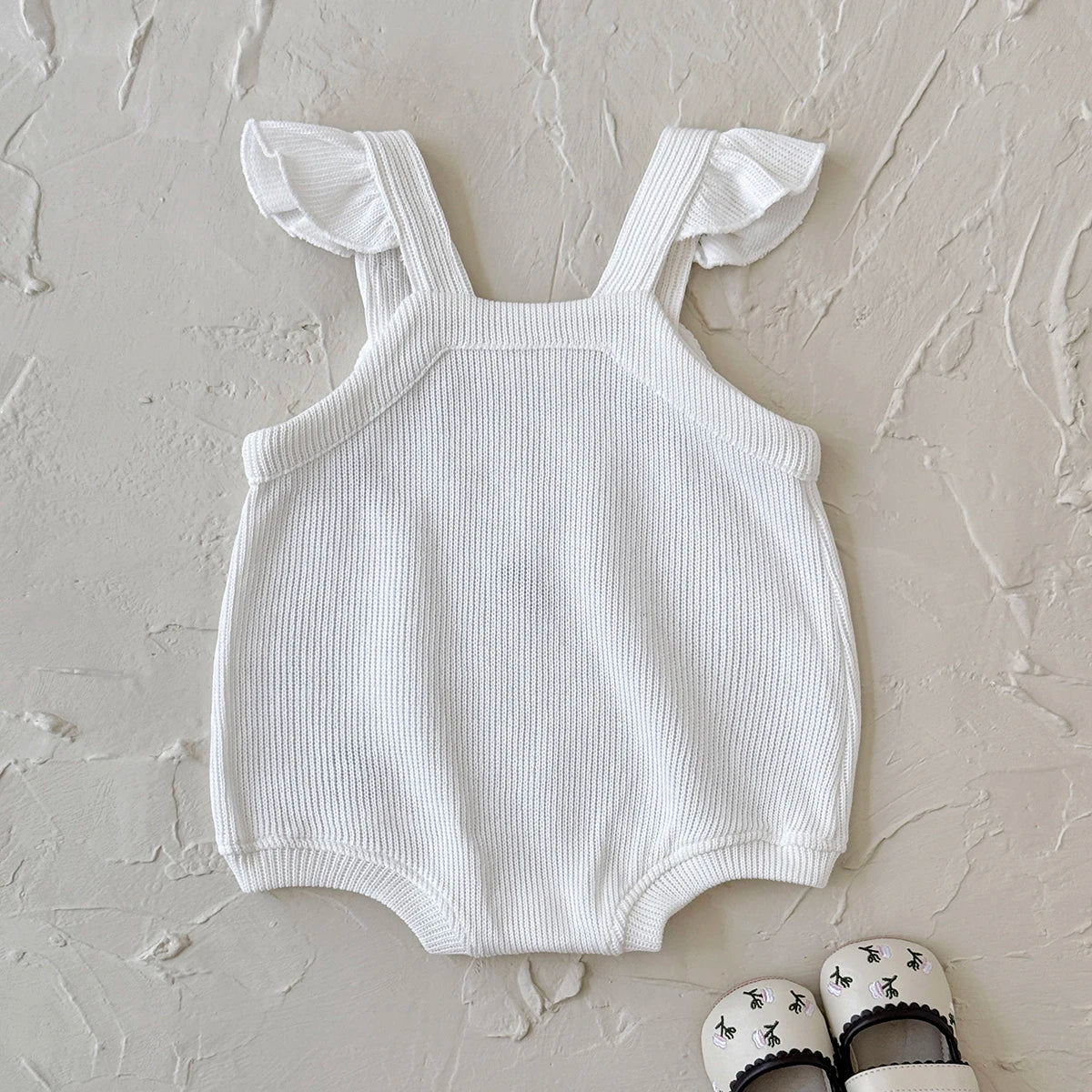 Cherry Embroidery Bubble Knit Romper