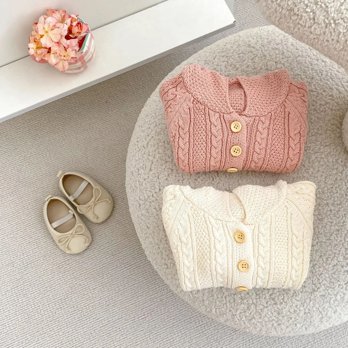 Cotton Cable Knit Hooded Cardigan