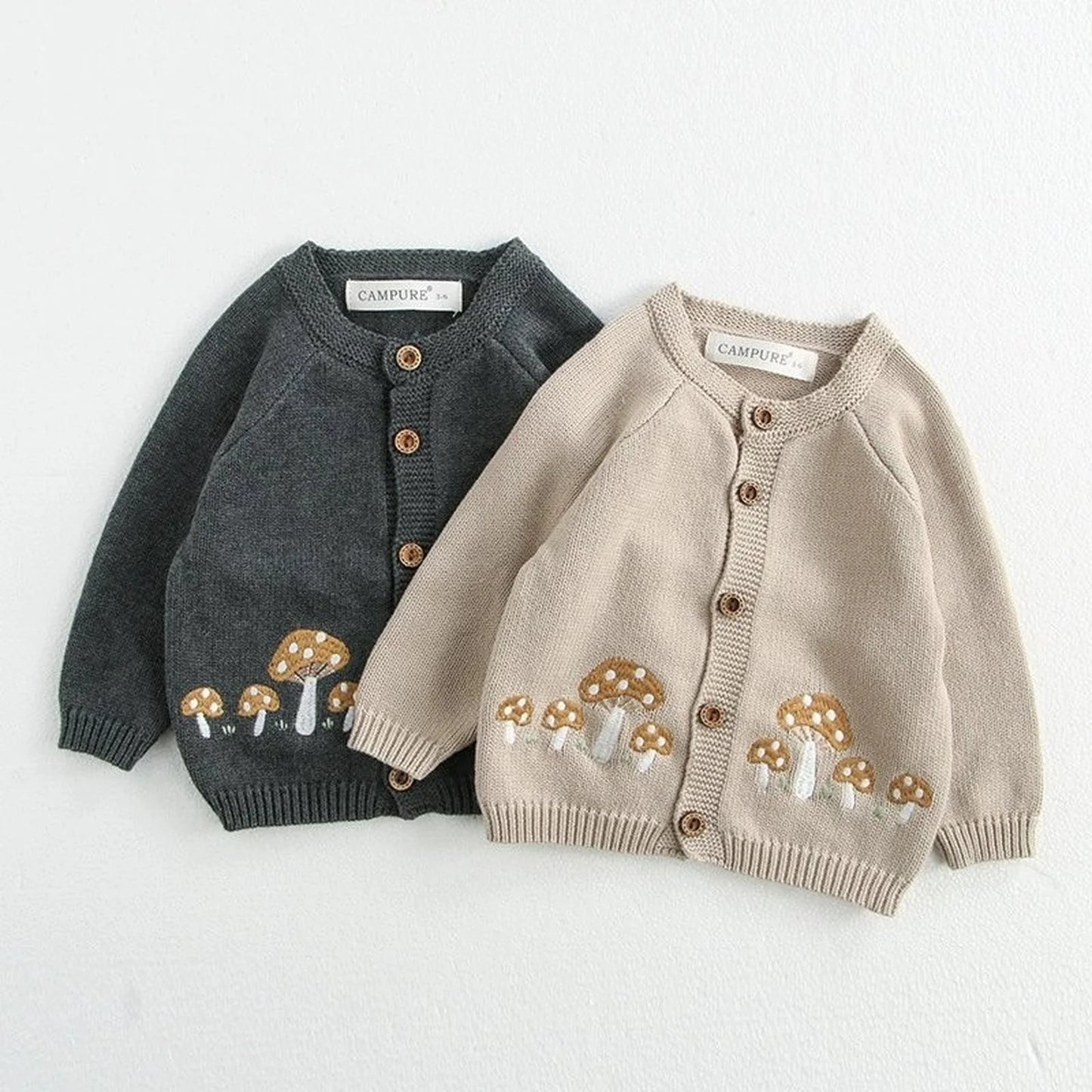 Mushroom Embroidery Knit Cardigan