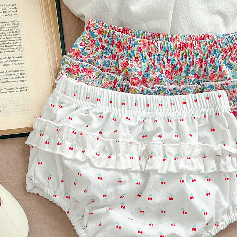 Floral Cherry Print Puff Sleeve Set