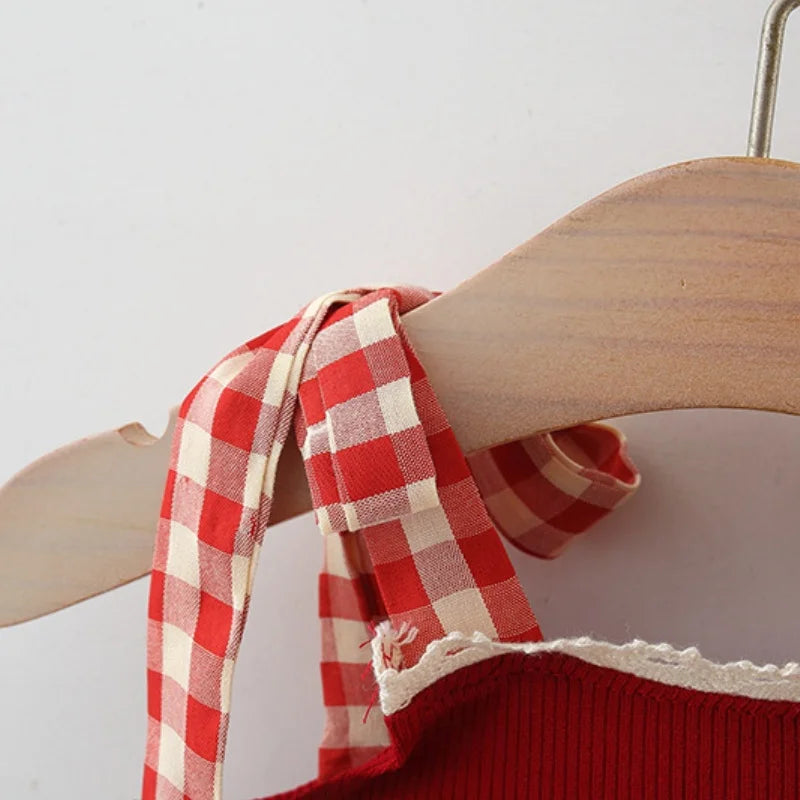 Cherry Plaid Camisole Set