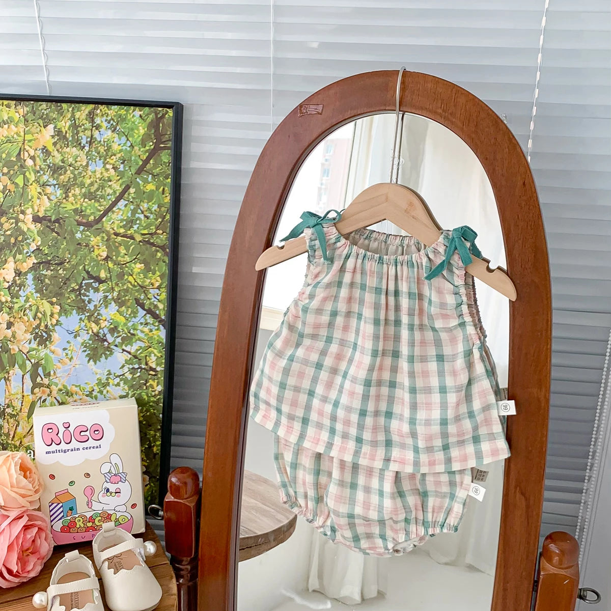 Plaid Striped Bowknot Set