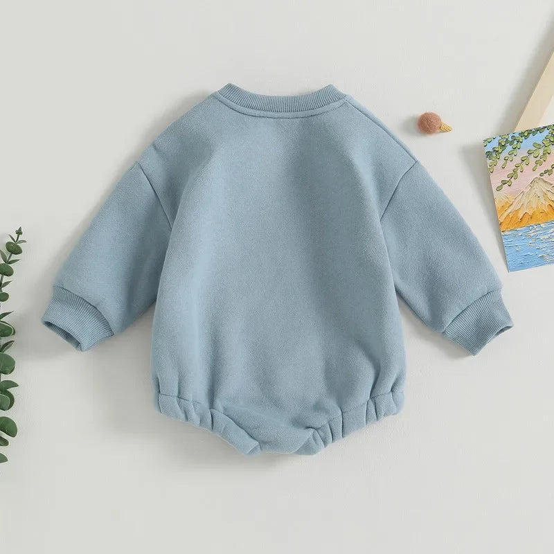 Little Dude Embroidery Sweater Romper