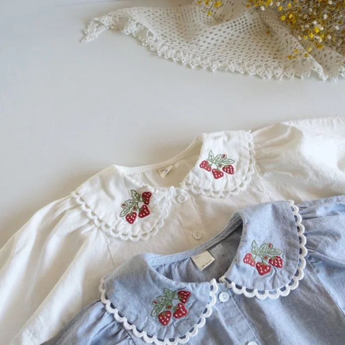 Strawberry Cotton Collar Laced Blouse