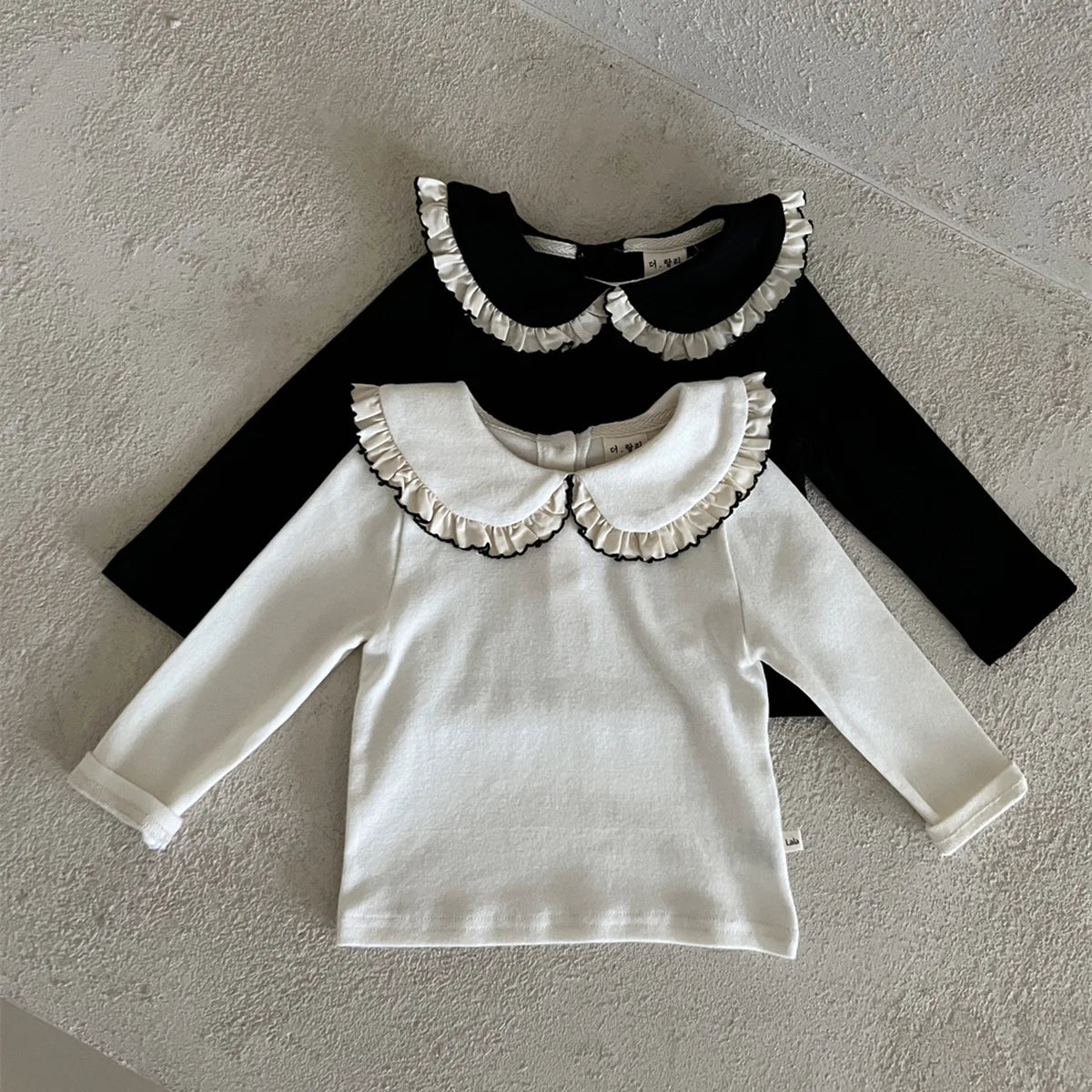 Black Peter Pan Ruffled Collar Shirt