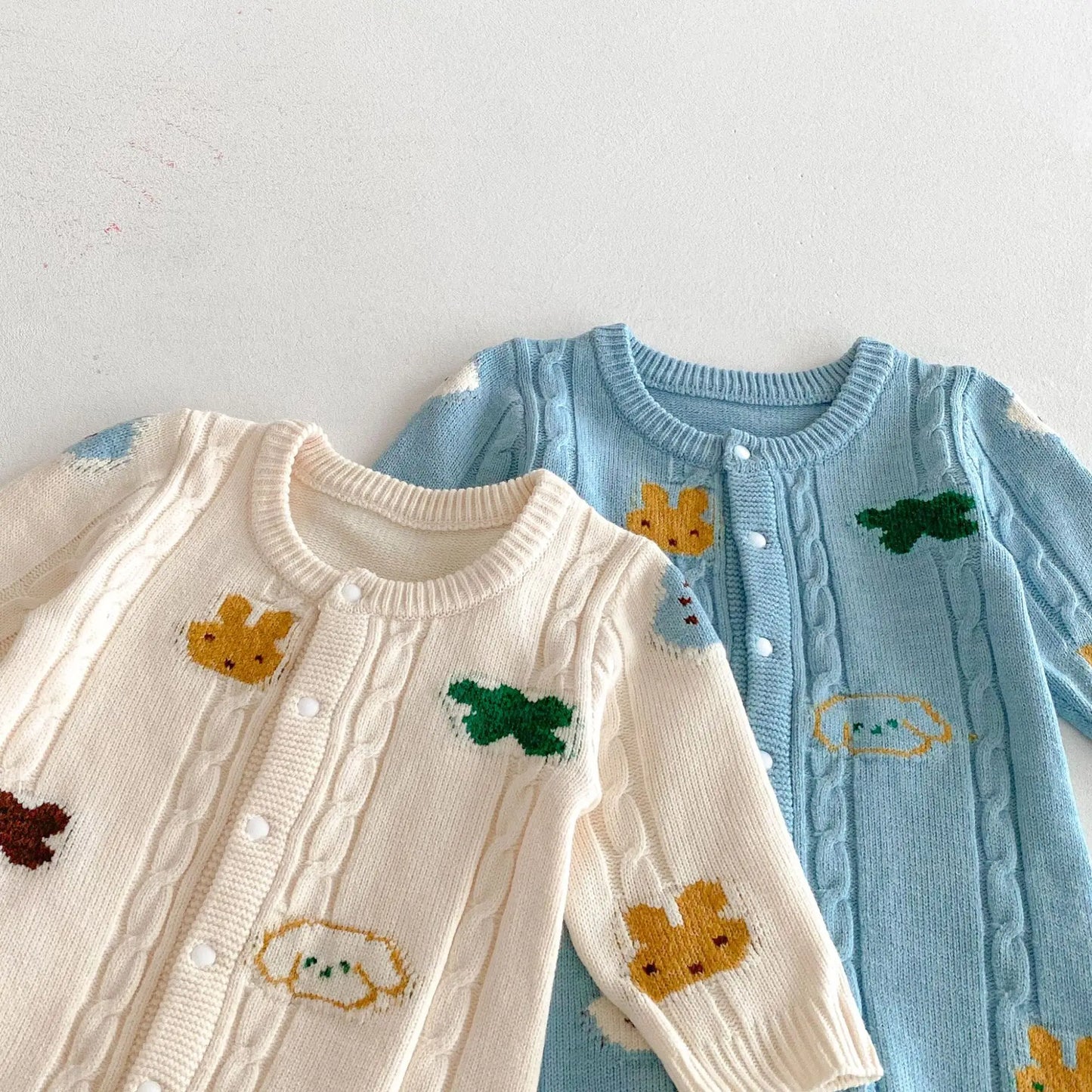 Cartoon Animal Embroidery Knit Jumpsuit