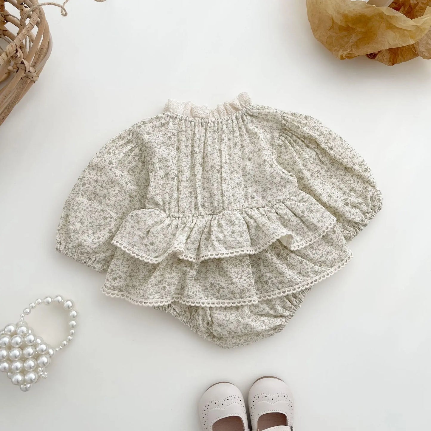Floral Double Layered Lace Tutu Romper