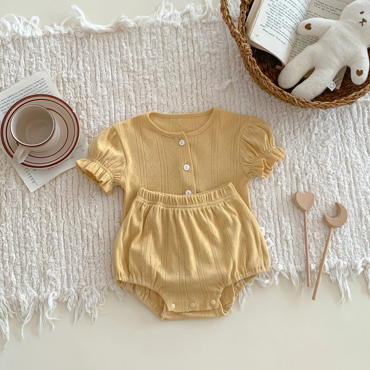 Knit Embroidery Button Down Set
