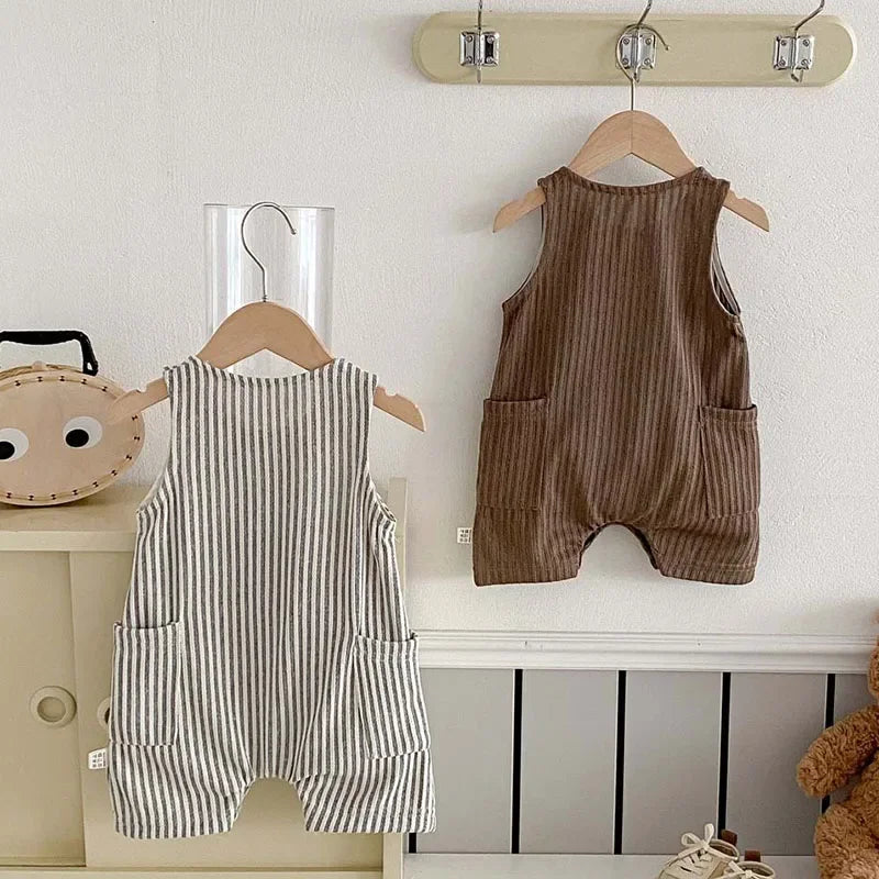 Sleeveless Cotton Striped Romper