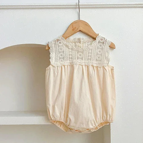 Laced Floral Embroidery Romper
