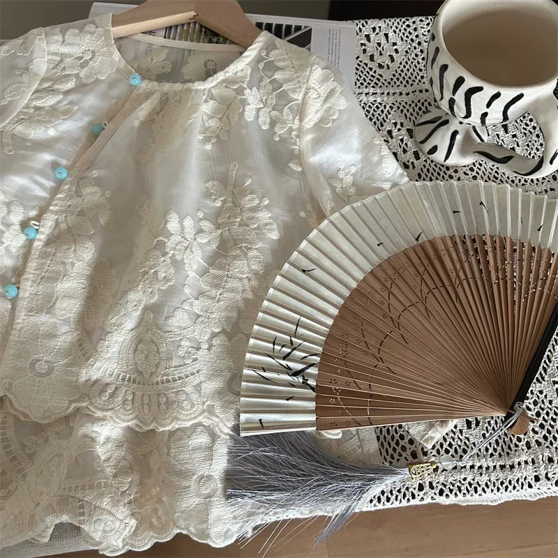 Girls Embroidery Lace Set