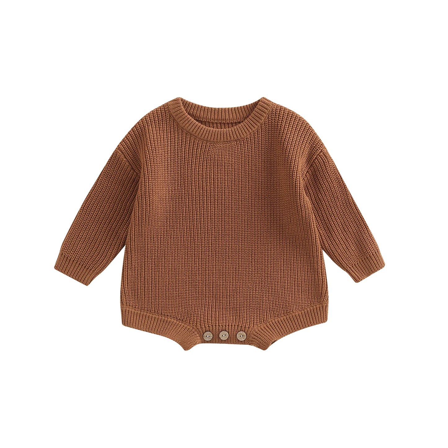 Solid Colour Warm Knit Romper