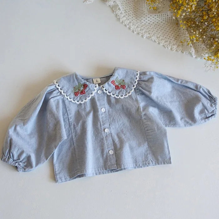 Strawberry Cotton Collar Laced Blouse