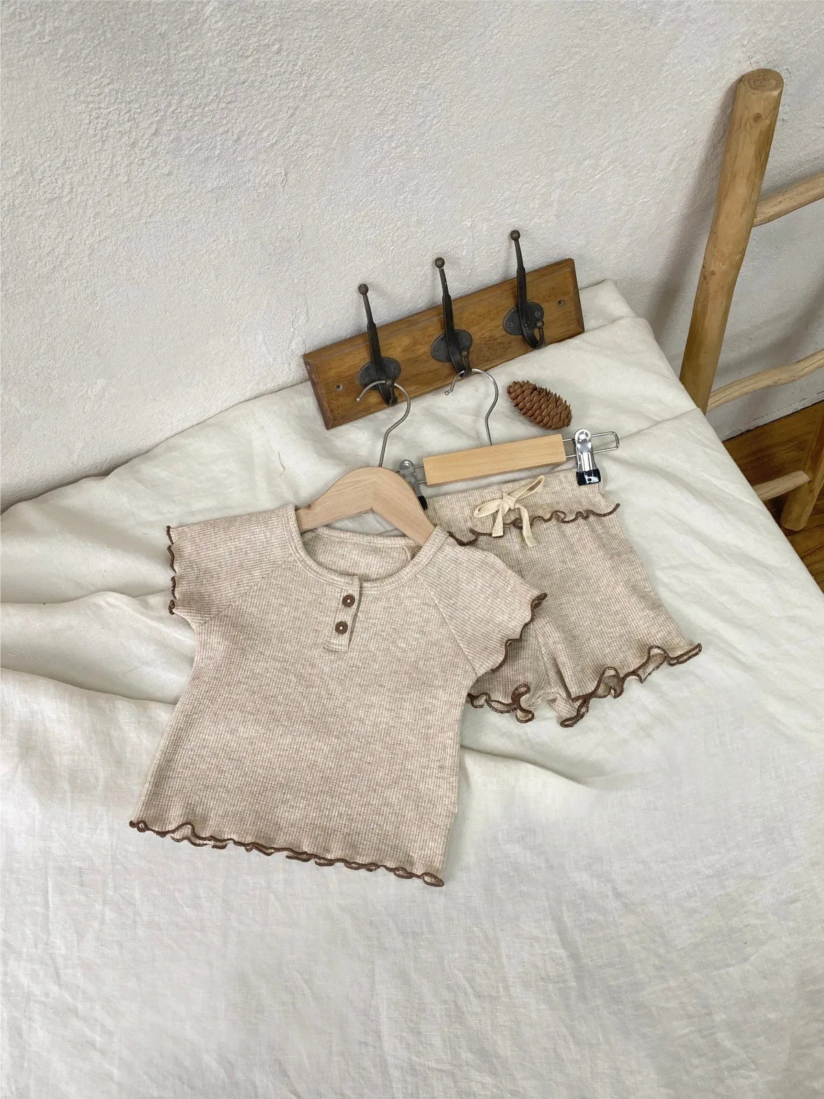 Waffle Knit Wave Edge Set