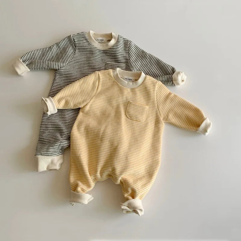 Striped Pocket Cotton Jumpsuit