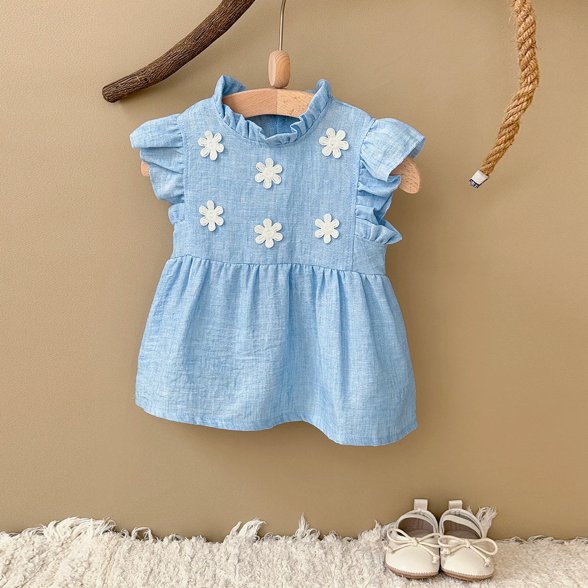 White Floral Sticker Dress