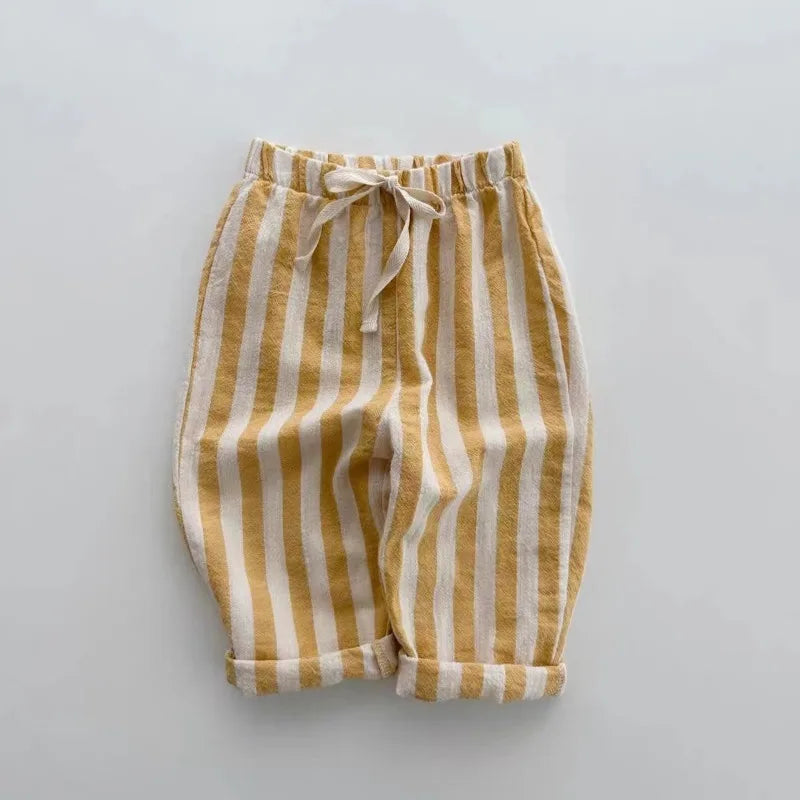 Unisex Striped Linen Cotton Pants