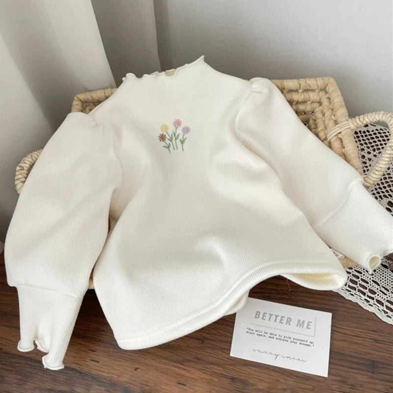 Girls Ribbed Fancy Floral Shirt