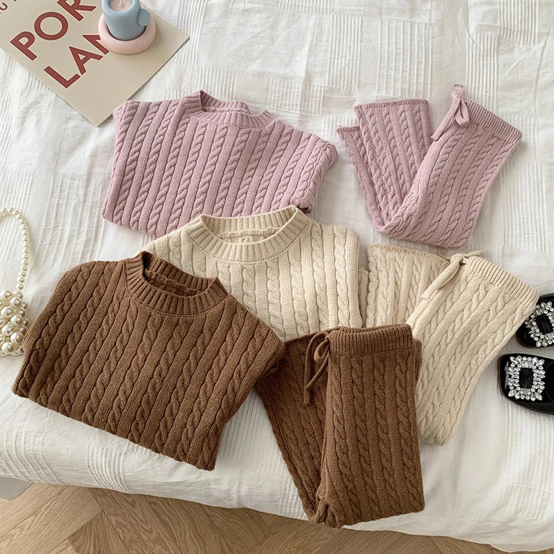 Unisex Solid Color Knit Set