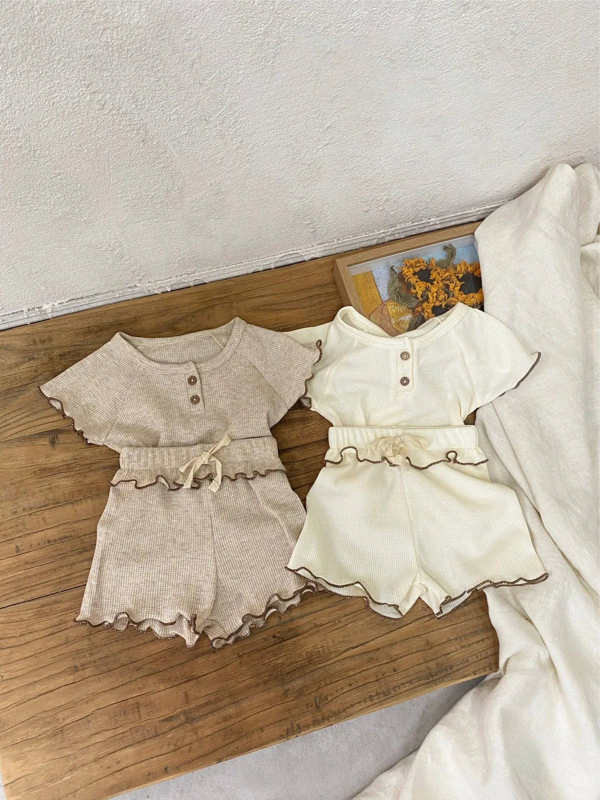 Waffle Knit Wave Edge Set