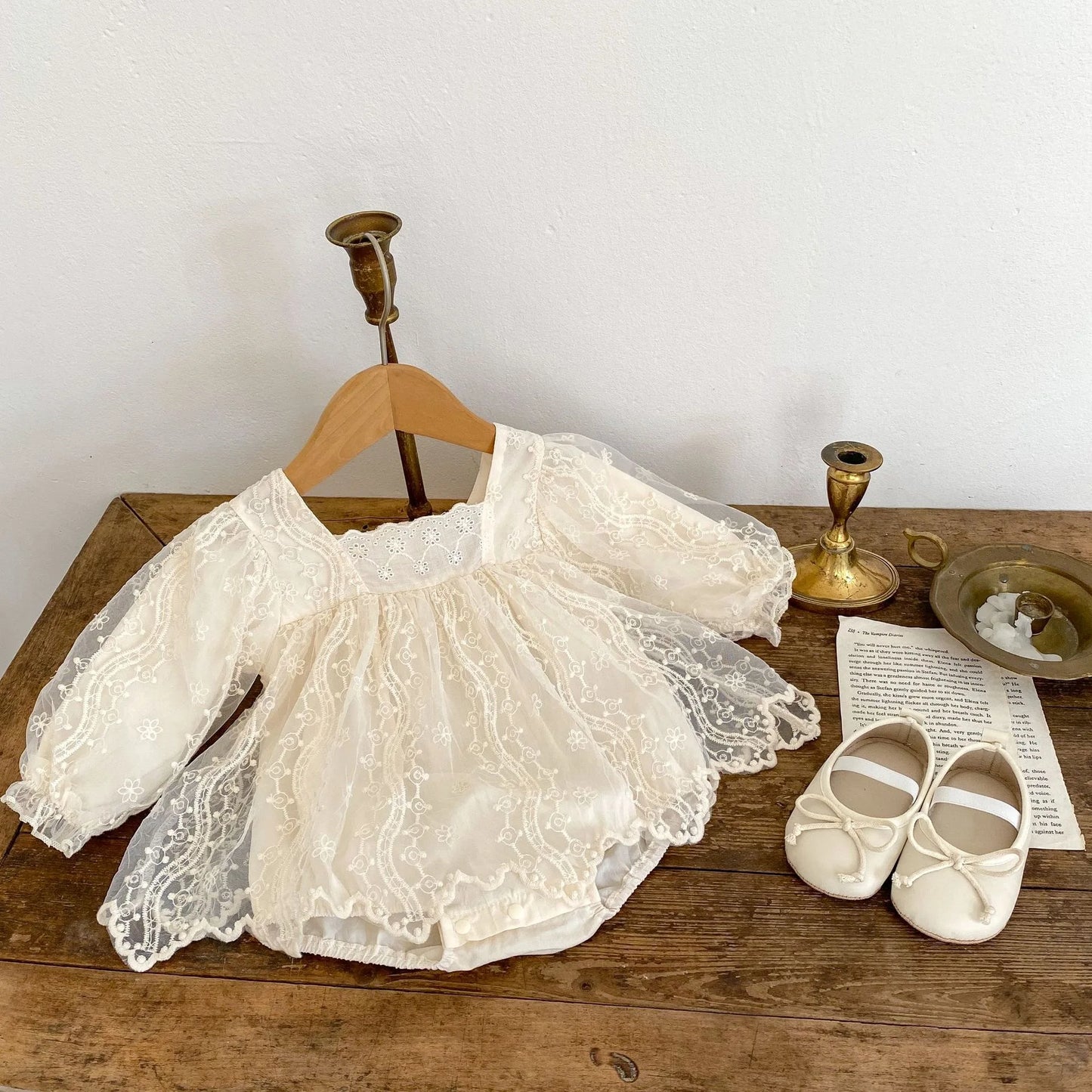 Floral Embroidery Mesh Princess Romper Dress