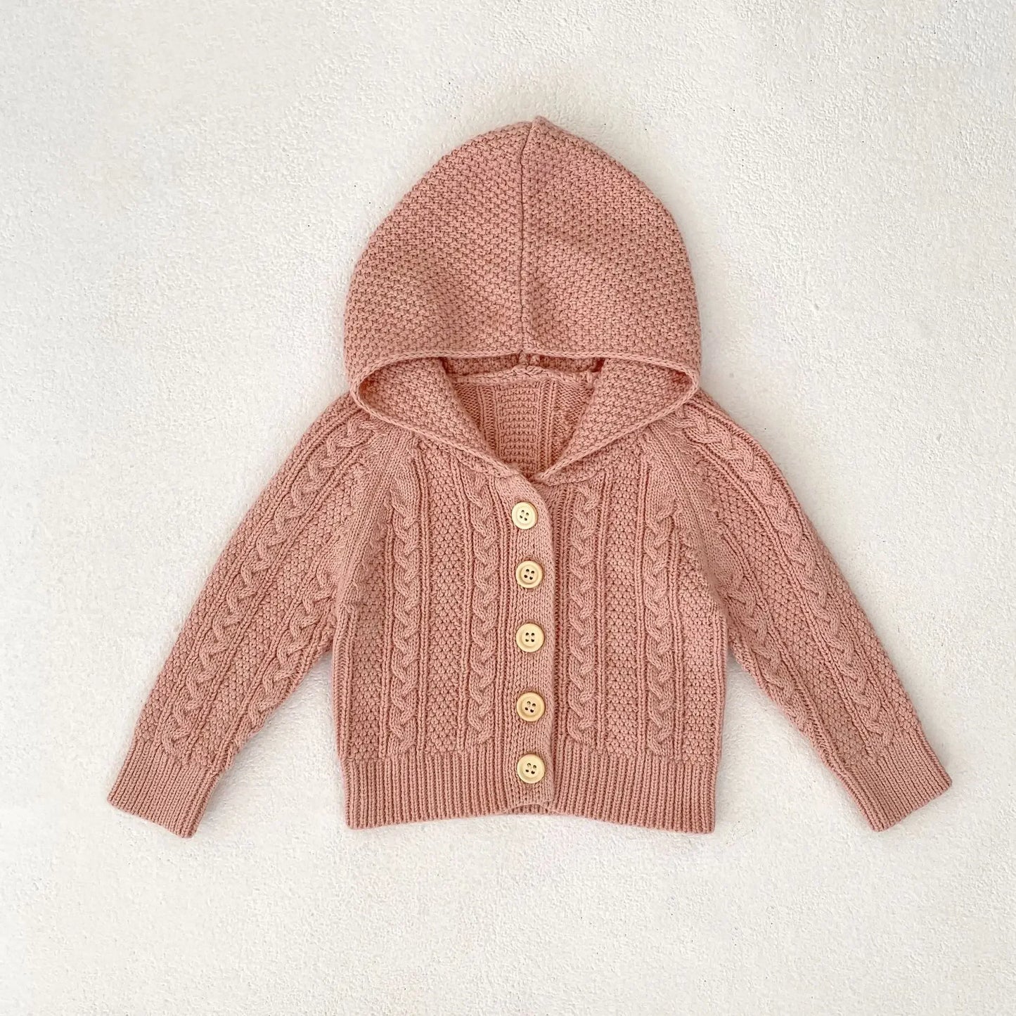 Cotton Cable Knit Hooded Cardigan