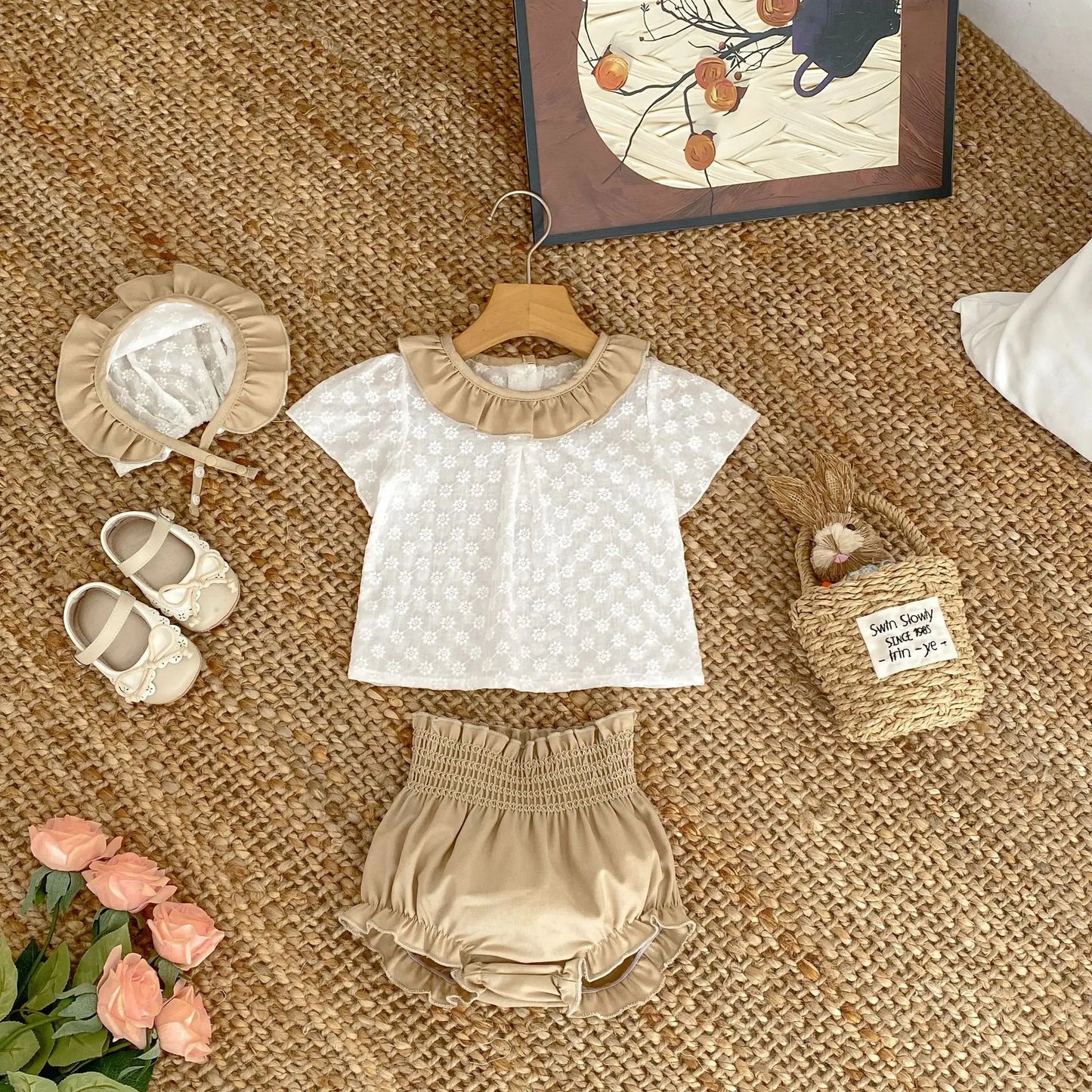 Brown Floral Embroidery Set