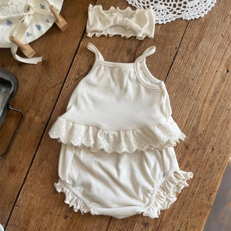 Thin Cotton Floral Ruffle Set