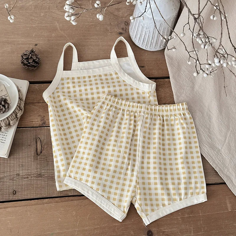 Checkered Cotton Camisole Set