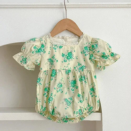 Floral Embroidery Cotton Rompers