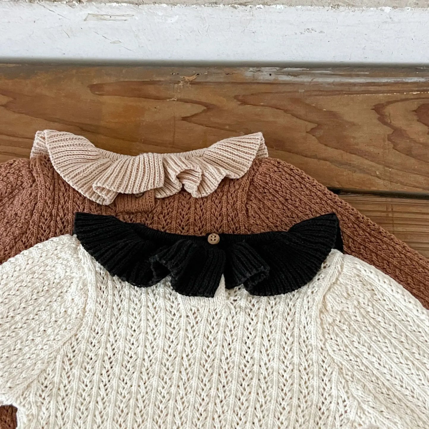 Breathable Ruffle Collar Knit Set
