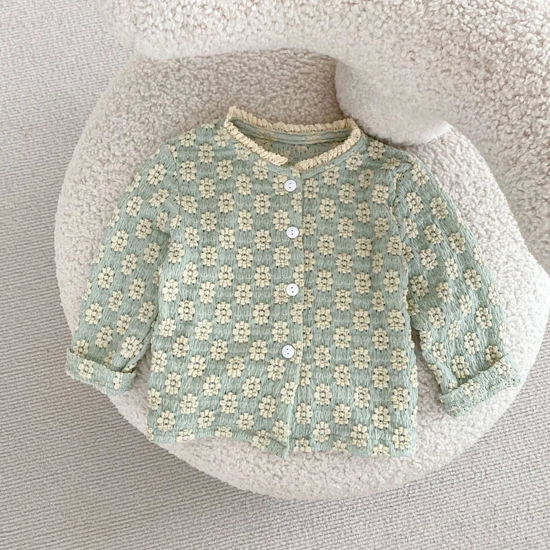 Green Floral Jacquard Knit Set