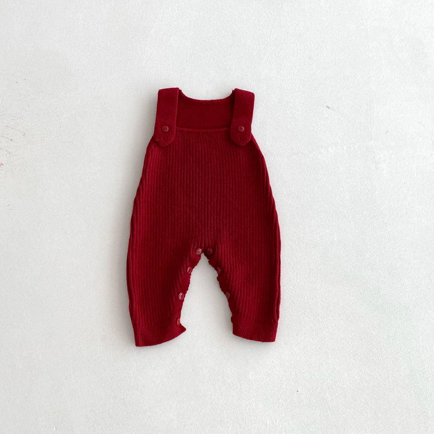 Ribbed Knit Snap Button Overalls