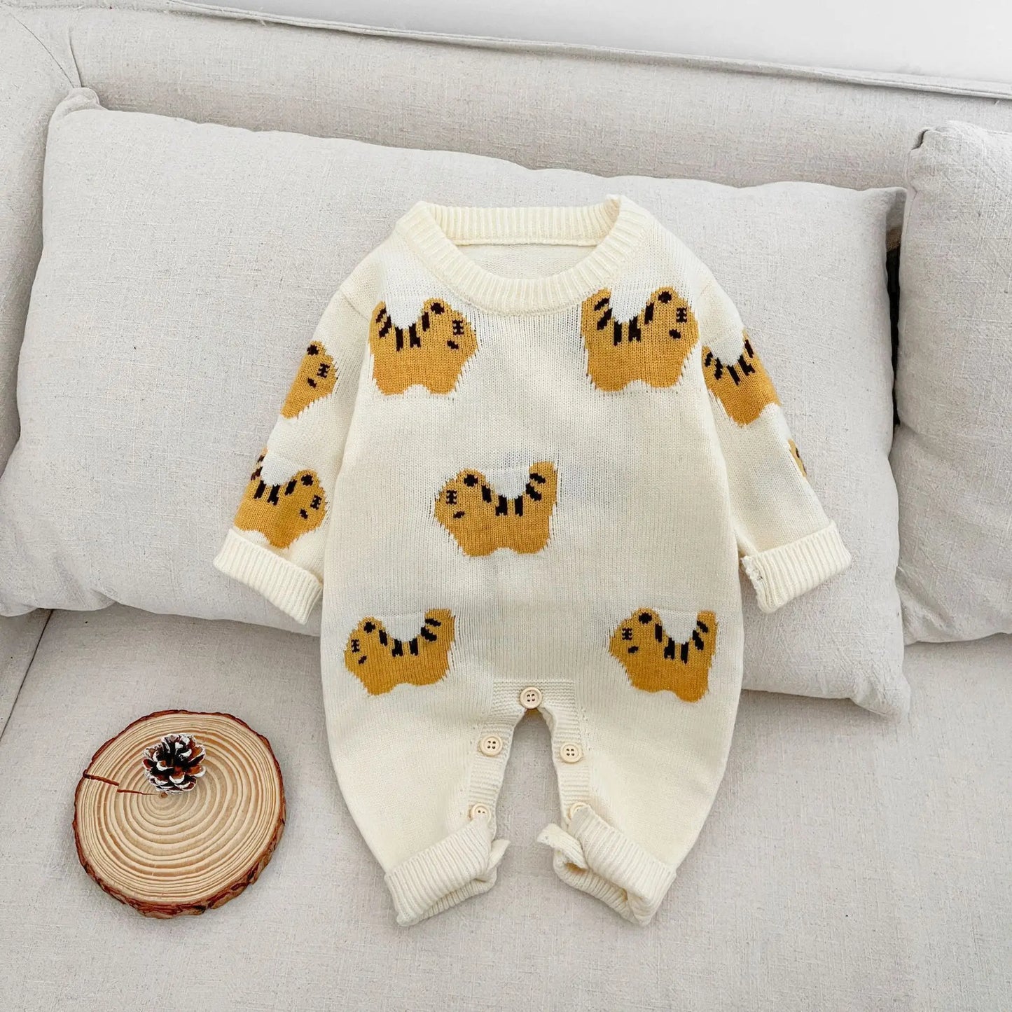 Cartoon Animal Print Knit Jumpsuit
