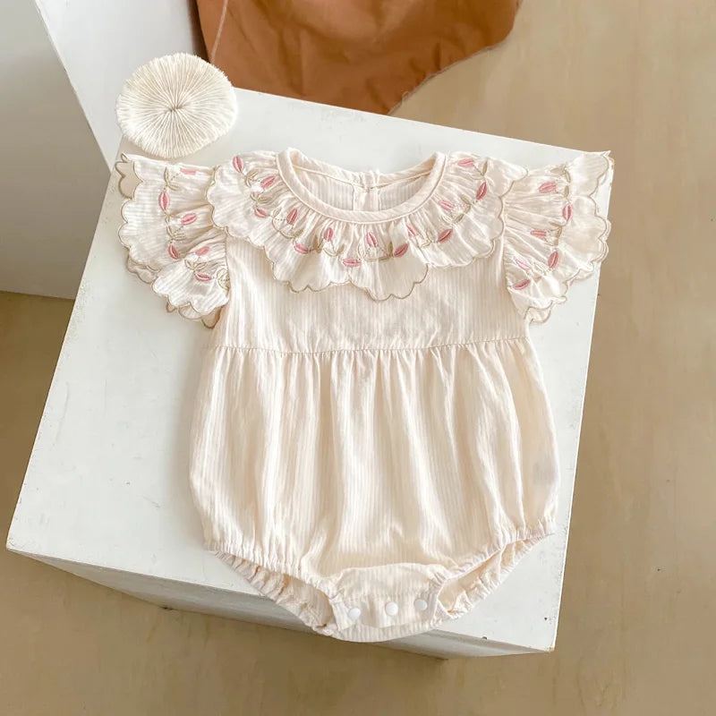 Floral Embroidery Triangular Romper