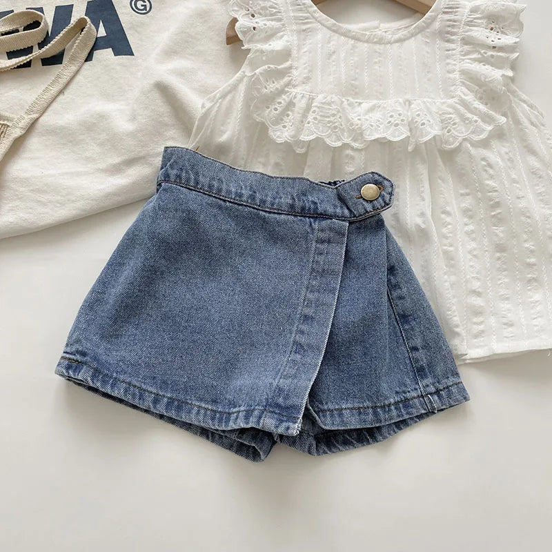 Denim Elastic Waist Skort