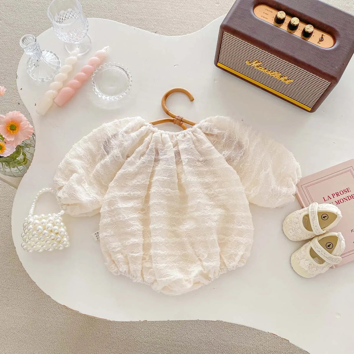 Big Bow Decorated Puff Sleeve Romper