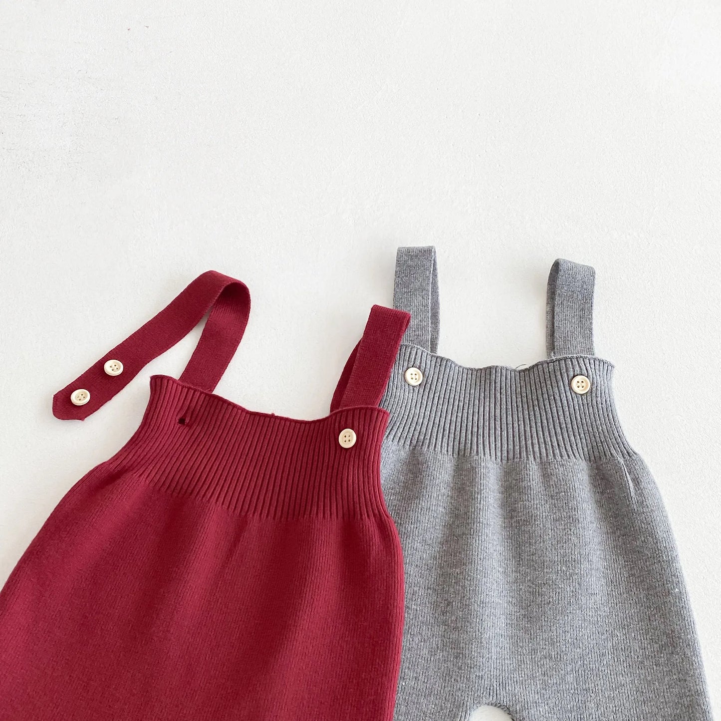 Knit Striped Overalls Set