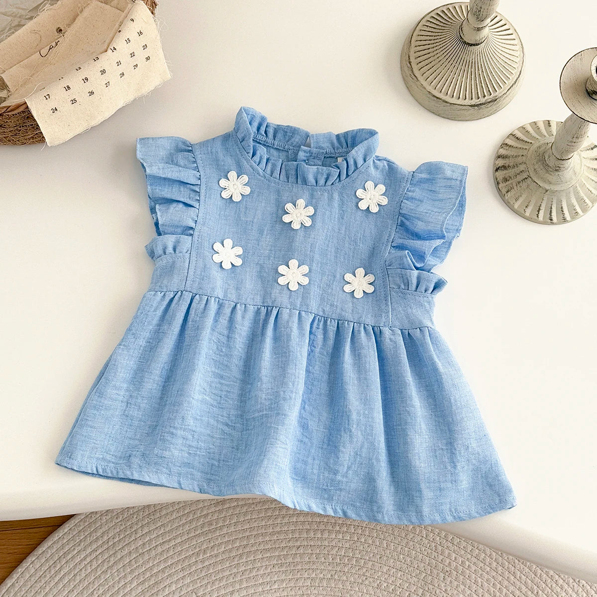 White Floral Sticker Dress