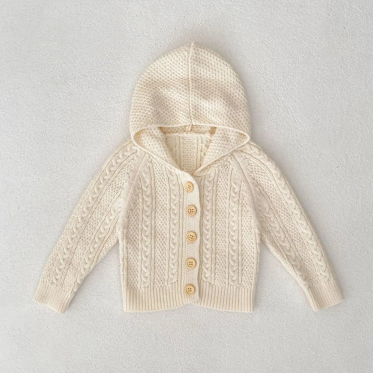 Cotton Cable Knit Hooded Cardigan