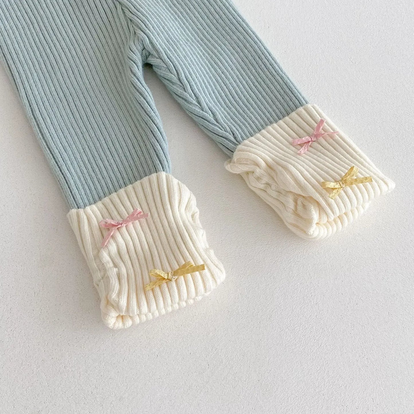 Knit Bow Detail Ribbed Collar Set
