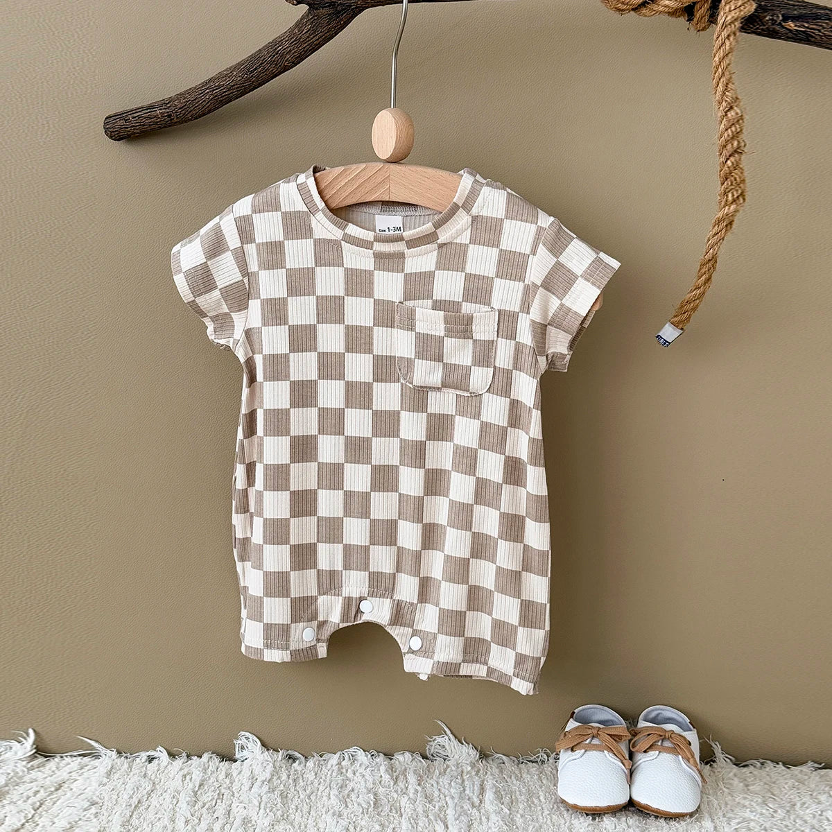 Ribbed Checkered Romper