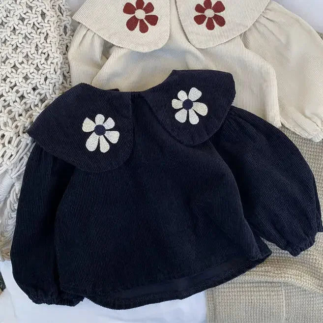 Big Collar Floral Embroidery Blouse