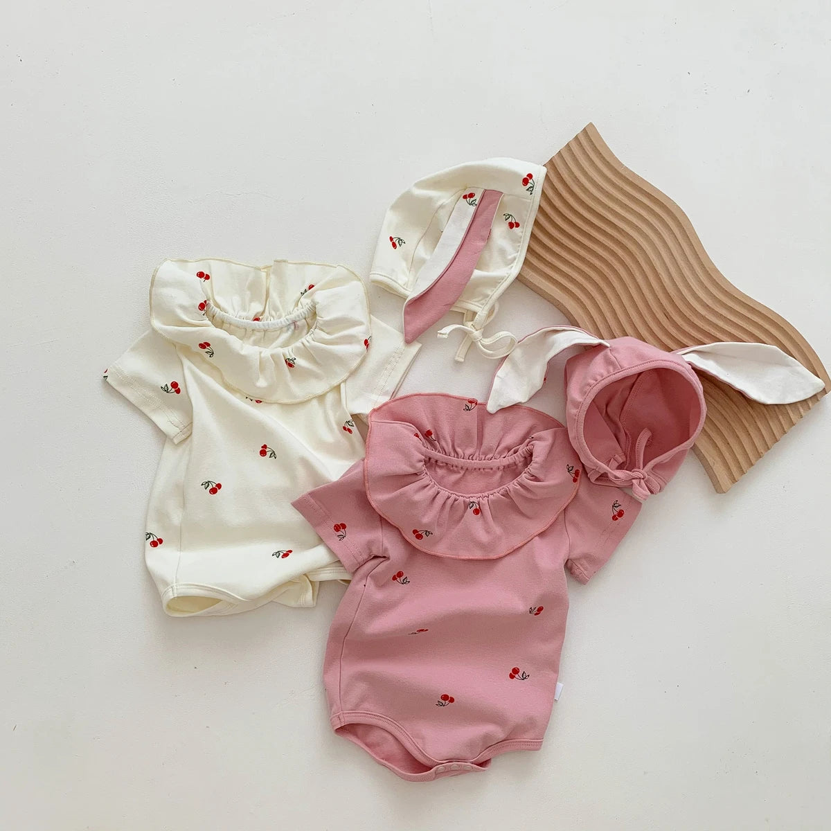 Cherry Bunny Ears Bodysuit and Hat