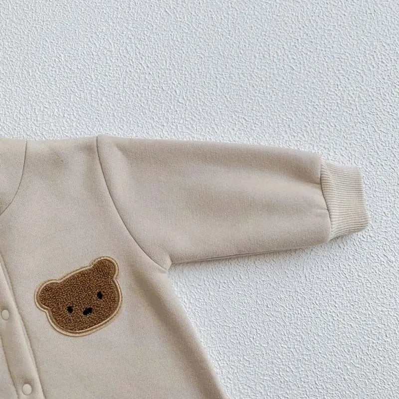 Cartoon Bear Cotton Hooded Jumpsuit