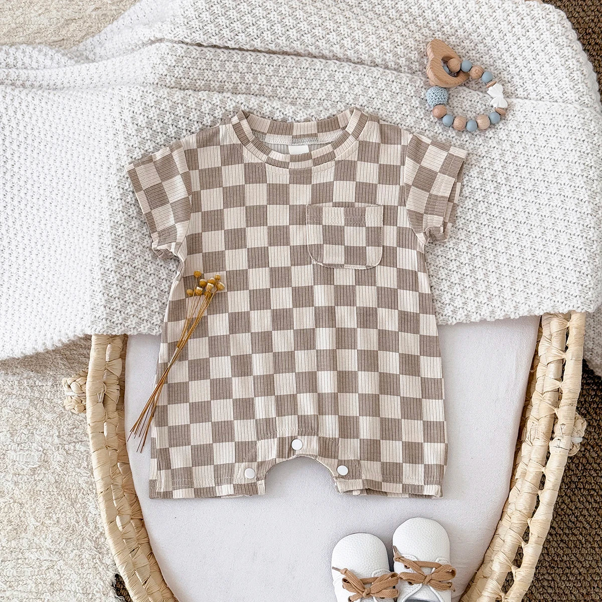 Ribbed Checkered Romper