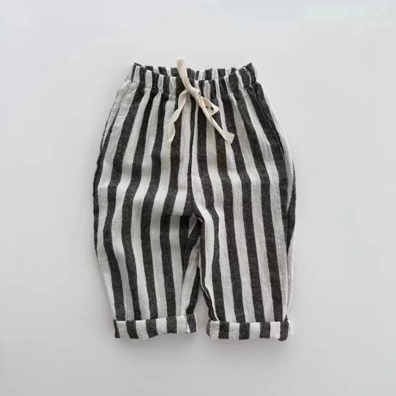 Unisex Striped Linen Cotton Pants