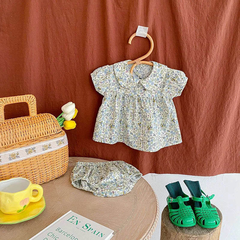 Girls Floral Short Sleeve Set